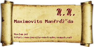 Maximovits Manfréda névjegykártya
